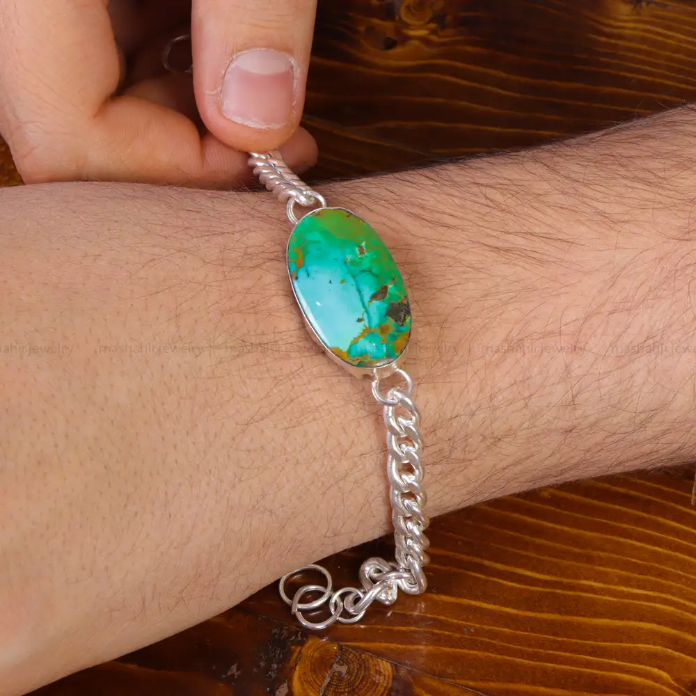 دستبند فیروزه مردانه کد 15994