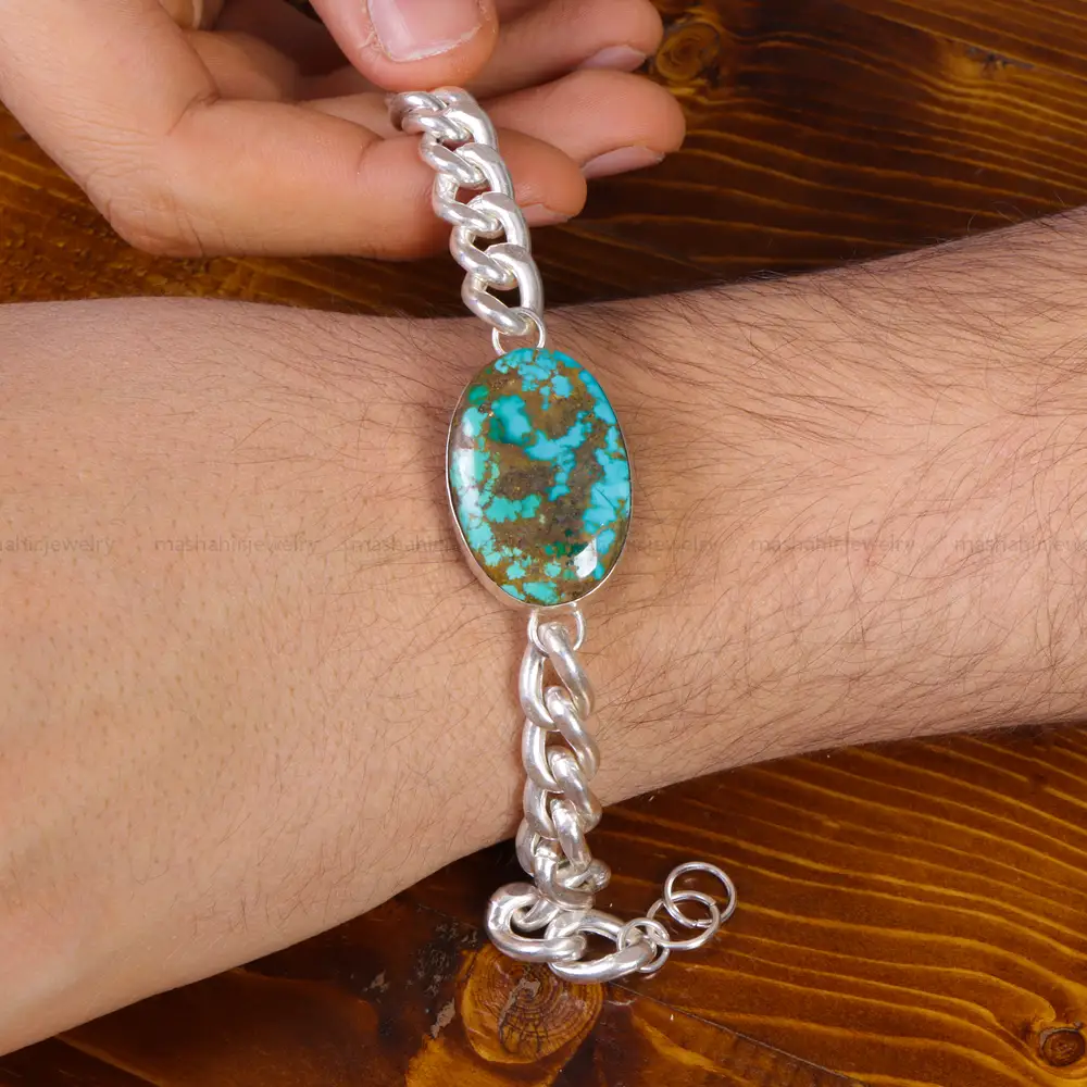 دستبند فیروزه مردانه کد 15998