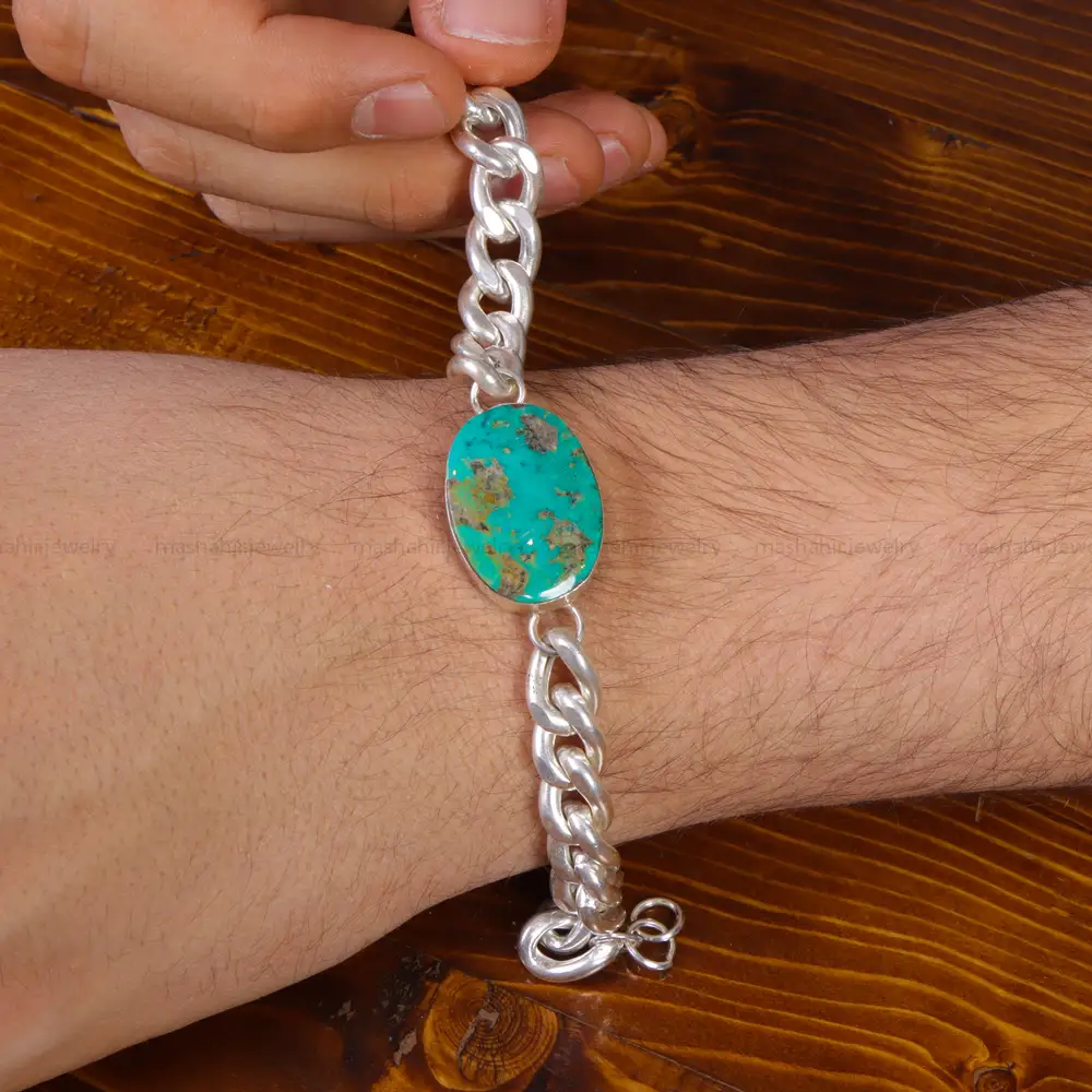 دستبند فیروزه مردانه کد 16000