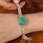 دستبند فیروزه مردانه کد 16001