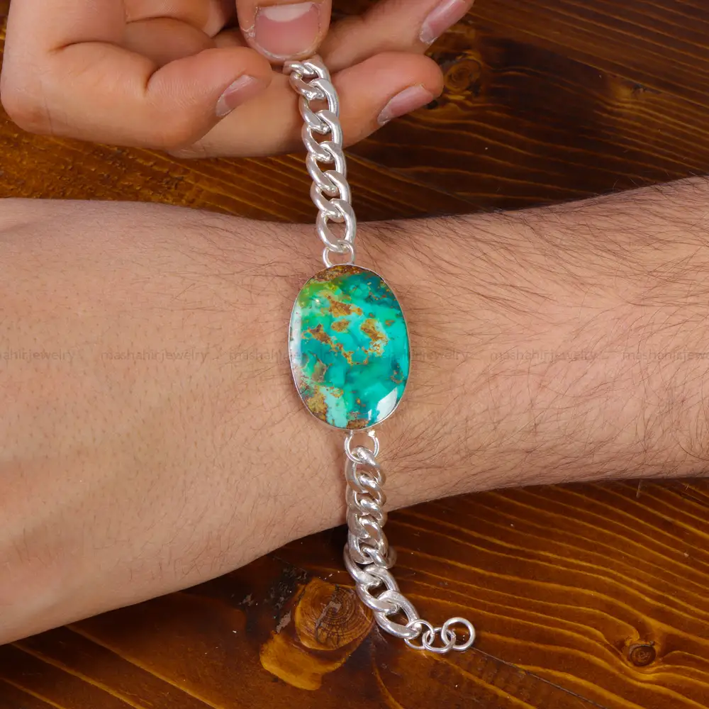 دستبند فیروزه مردانه کد 16003