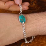 دستبند فیروزه مردانه کد 16006