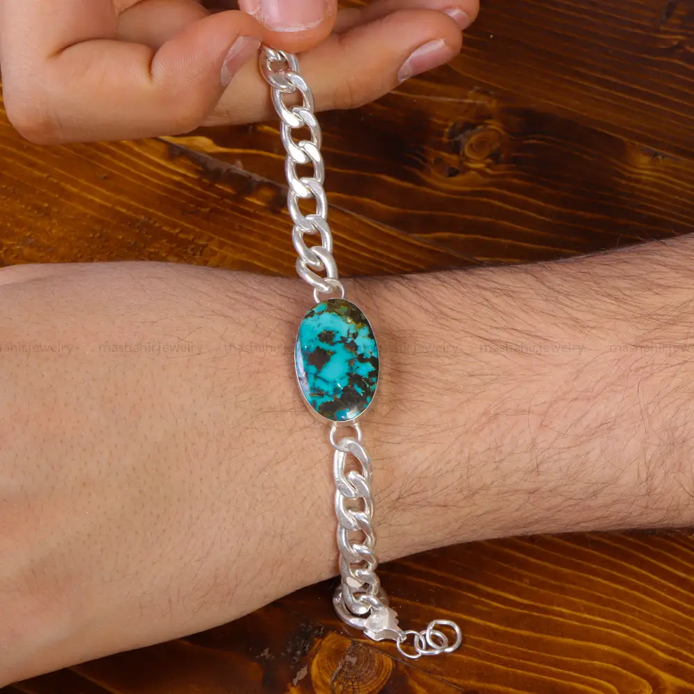 دستبند فیروزه مردانه کد 16008