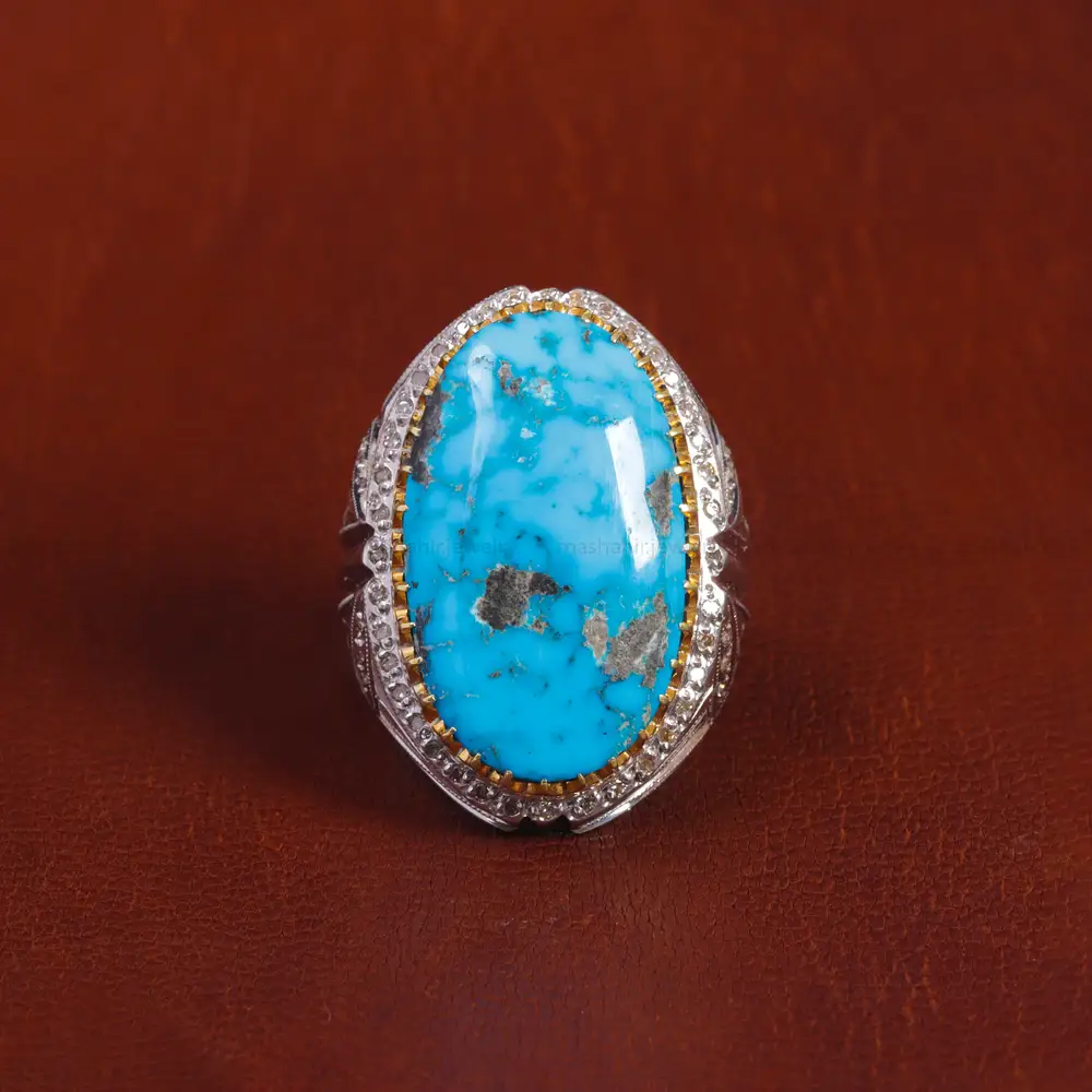 انگشتر فیروزه شجری مردانه کد 16076