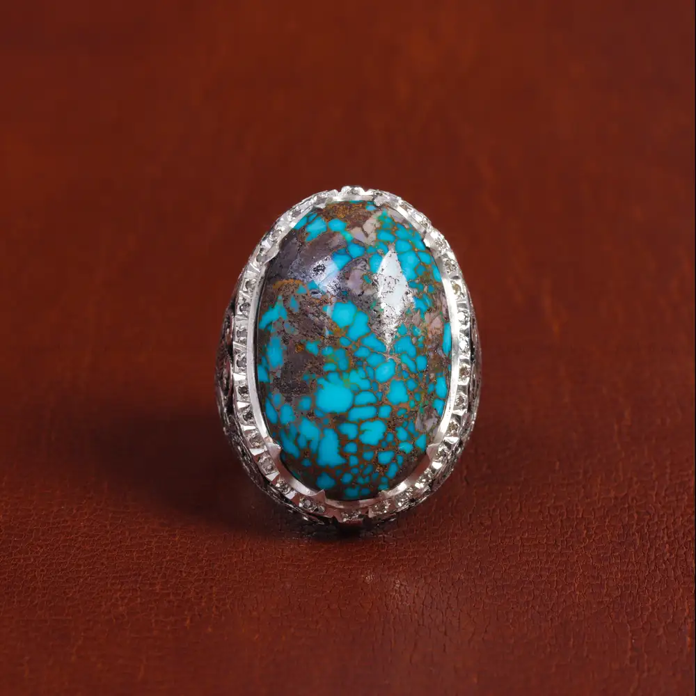 انگشتر فیروزه شجری مردانه کد 16086