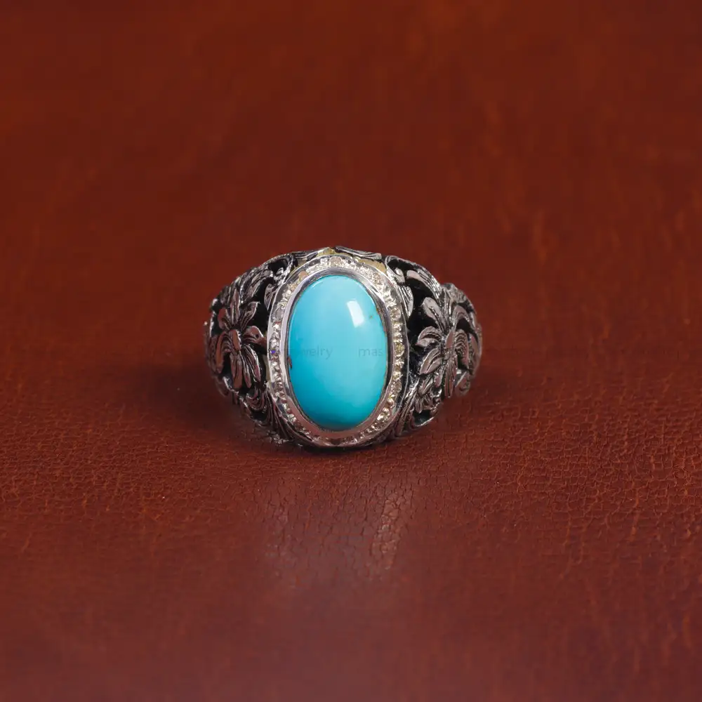 انگشتر فیروزه عجمی مردانه کد 16094