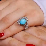 انگشتر فیروزه عجمی زنانه کد 16183