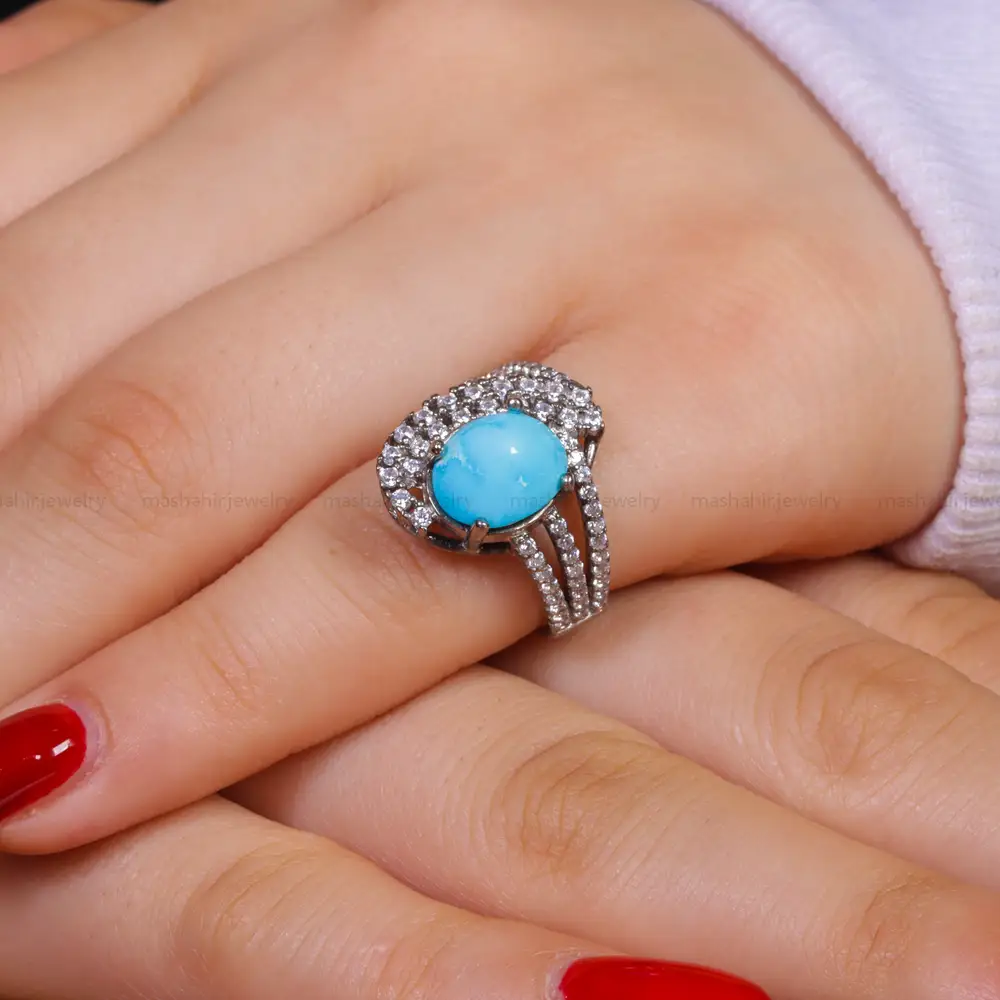 انگشتر فیروزه عجمی زنانه کد 16183