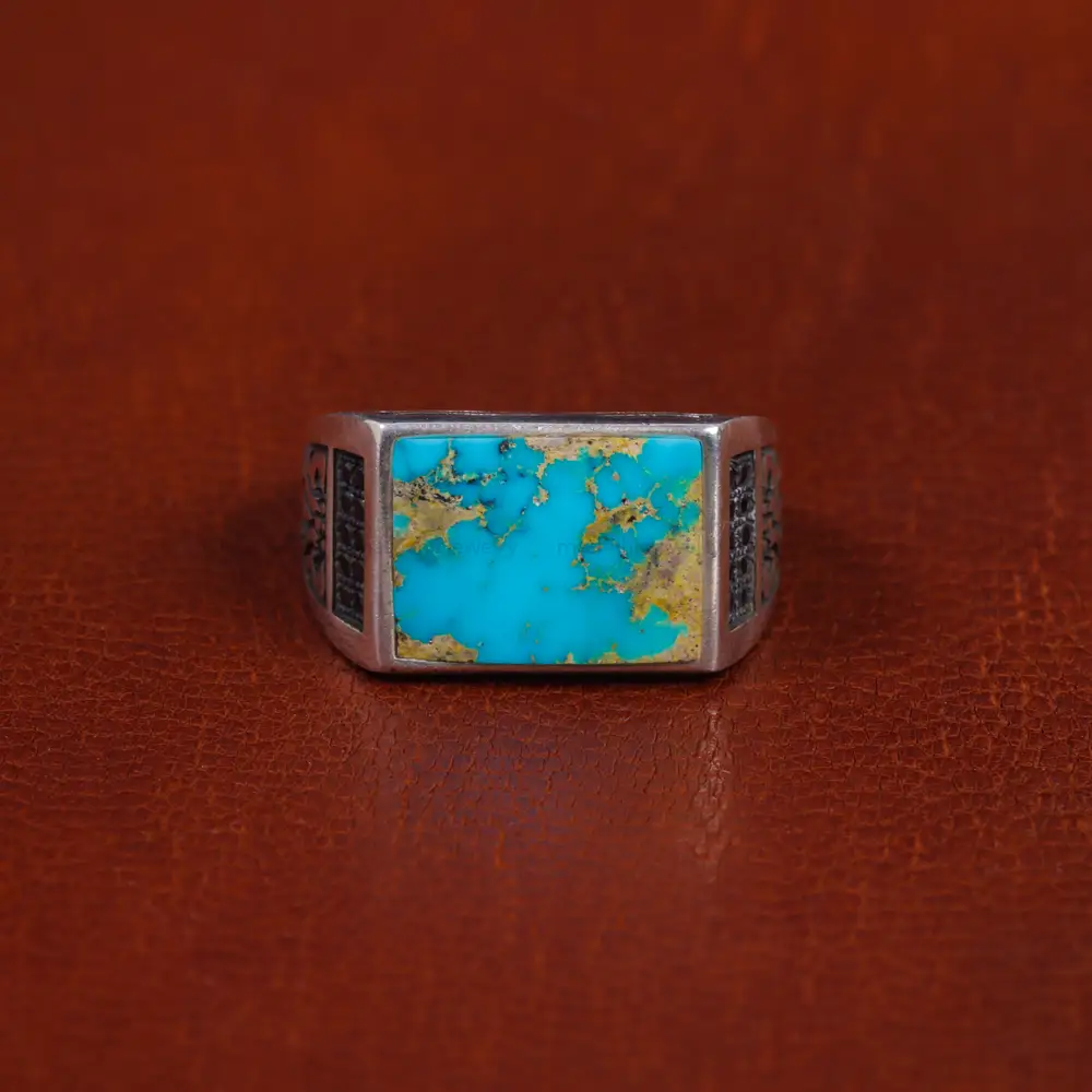 انگشتر فیروزه شجری مردانه کد 16328