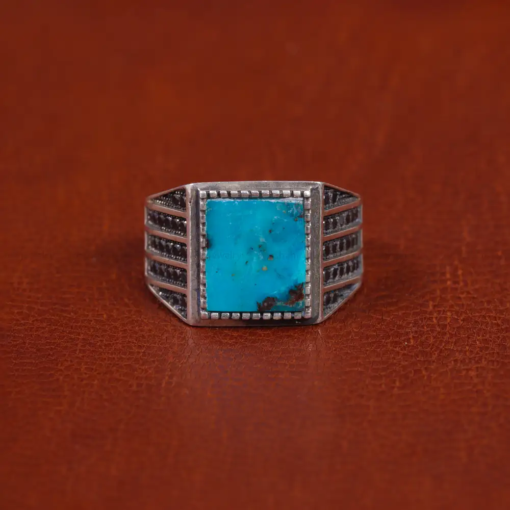 انگشتر فیروزه شجری مردانه کد 16329