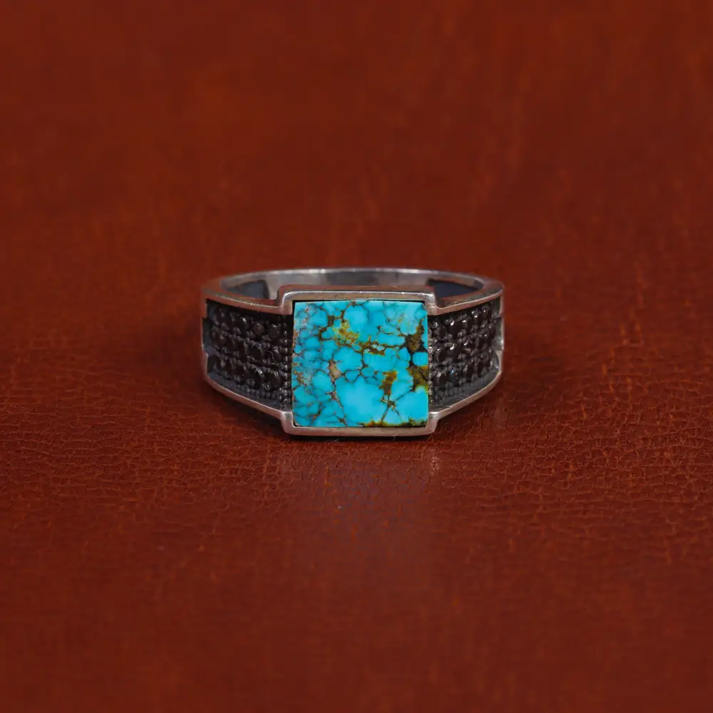 انگشتر فیروزه شجری مردانه کد 16337