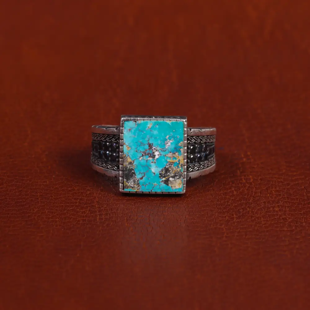 انگشتر فیروزه شجری مردانه کد 16365