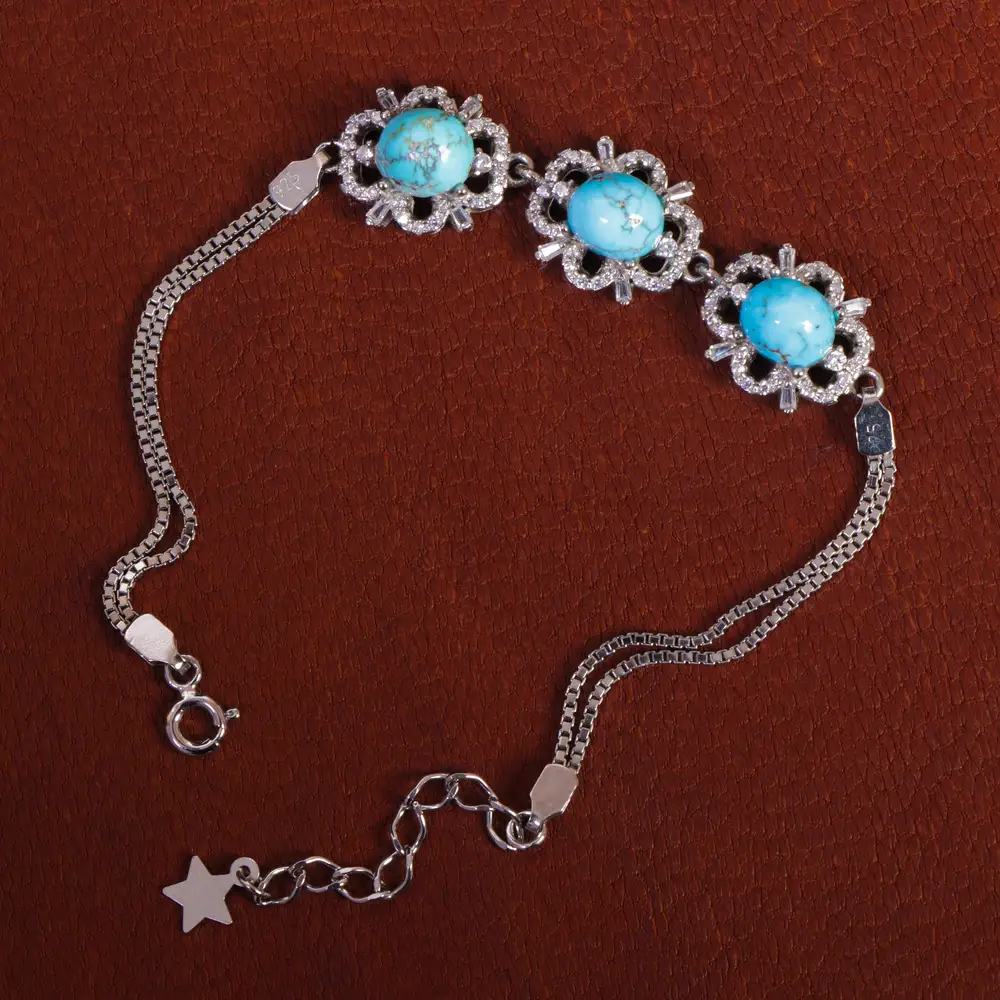 دستبند فیروزه زنانه کد 16405