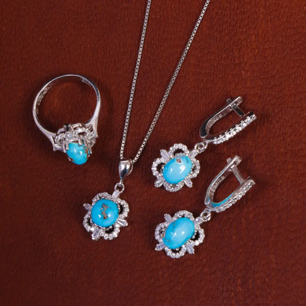 نیم ست فیروزه زنانه کد 16189