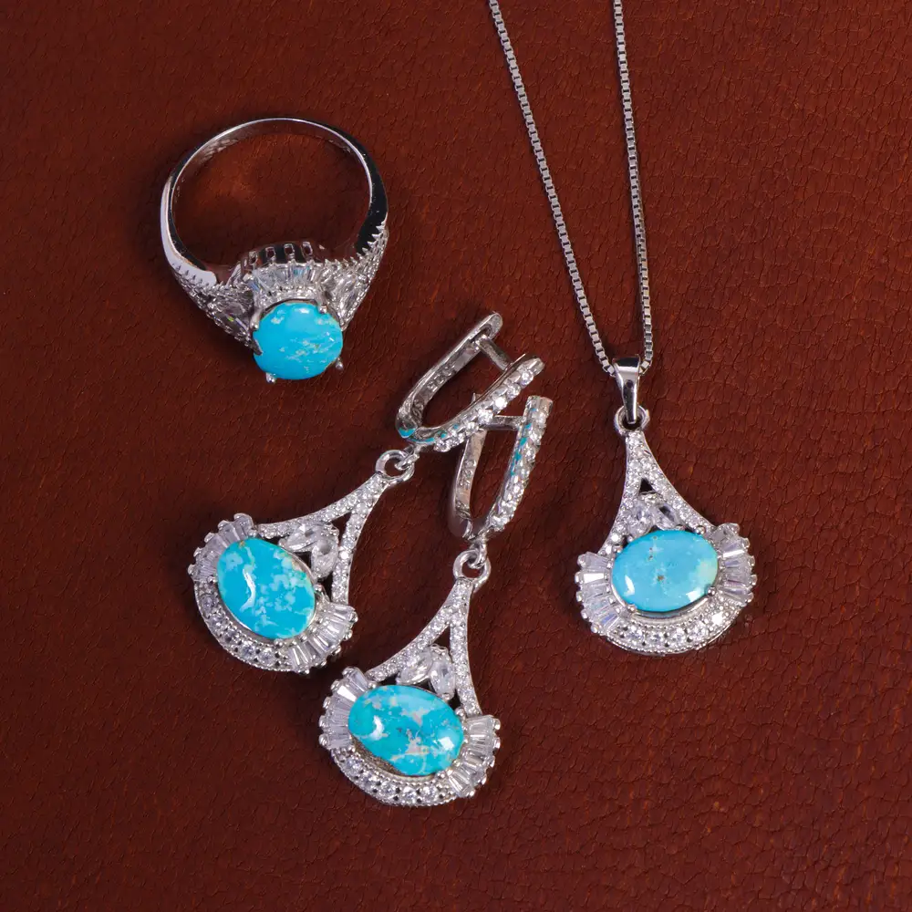 نیم ست فیروزه زنانه کد 16190