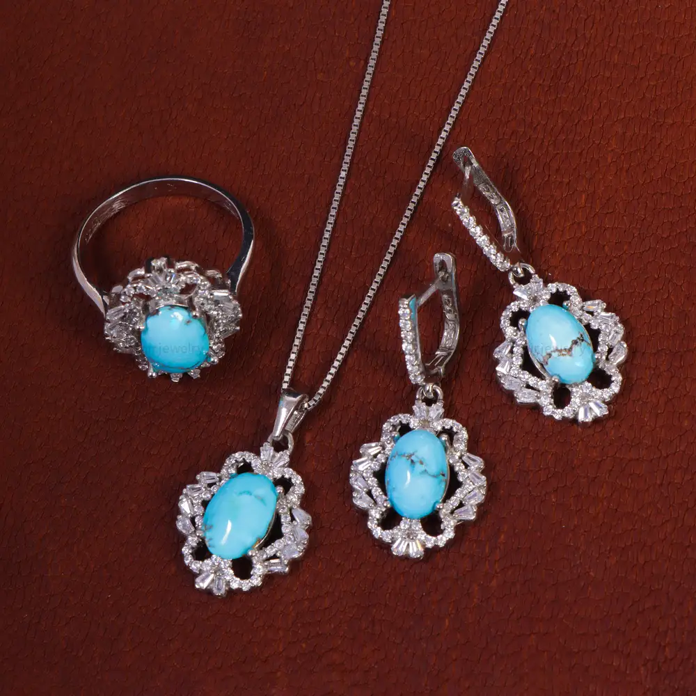 نیم ست فیروزه زنانه کد 16191