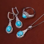 نیم ست فیروزه زنانه کد 16193