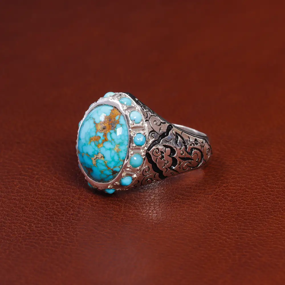 انگشتر فیروزه شجری مردانه کد 15837