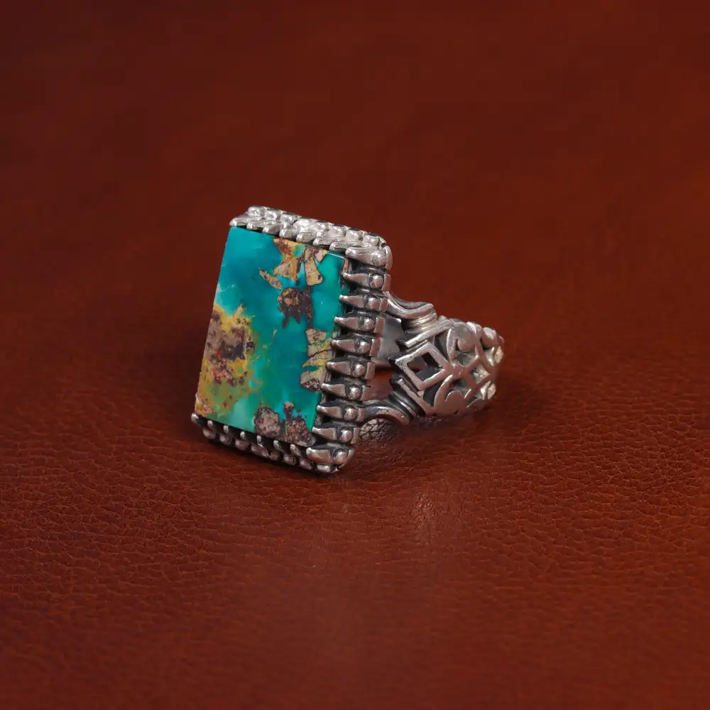 انگشتر فیروزه شجری مردانه کد 15846