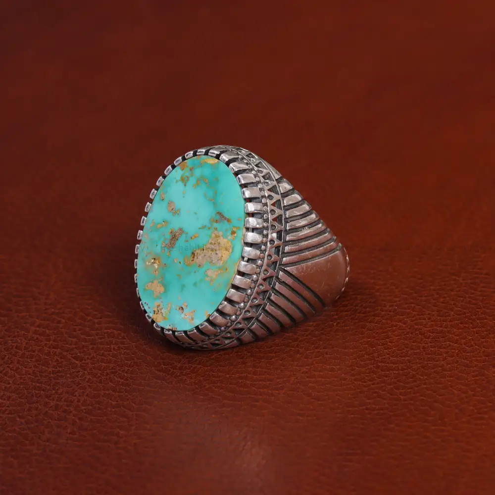 انگشتر فیروزه شجری مردانه کد 15881