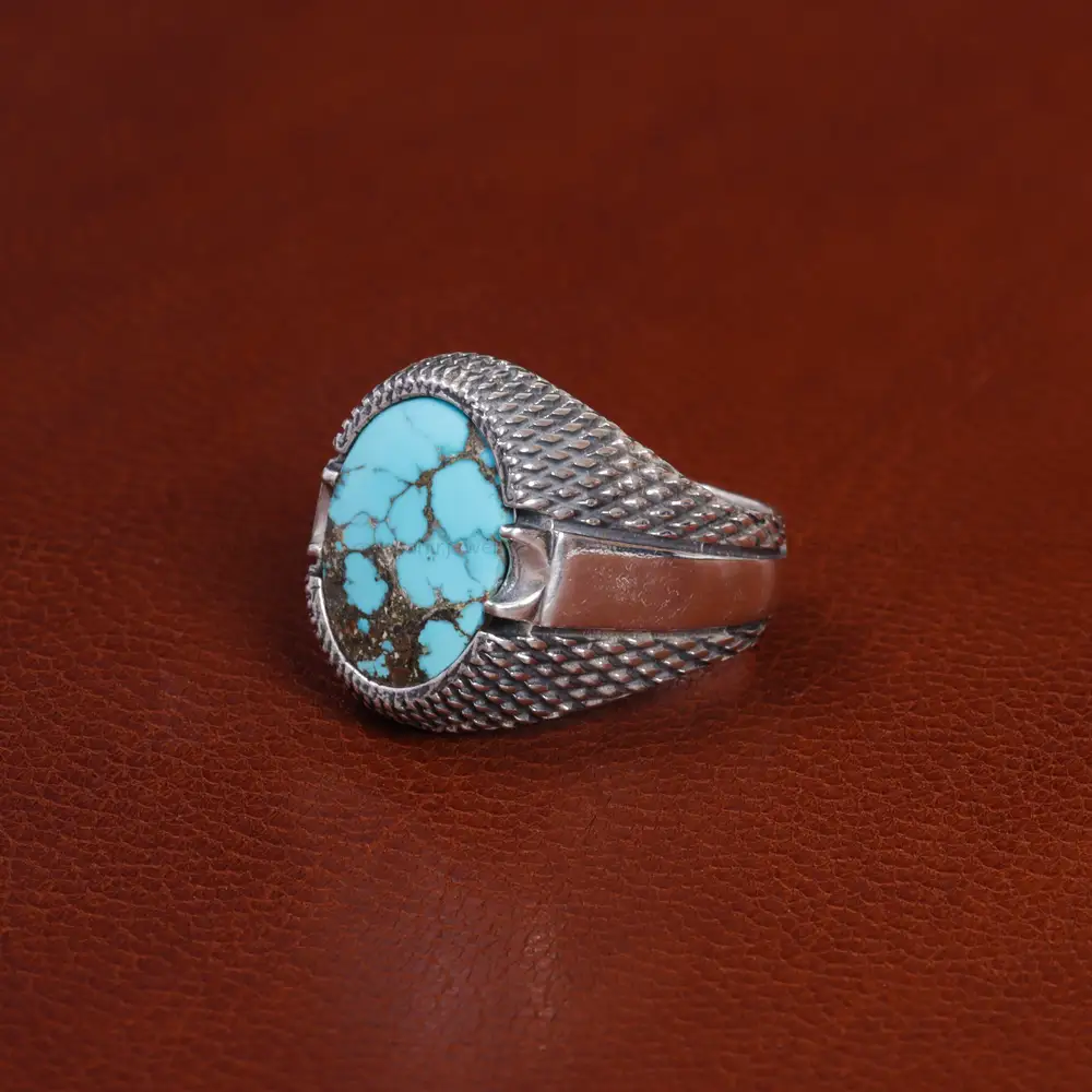 انگشتر فیروزه شجری مردانه کد 15896