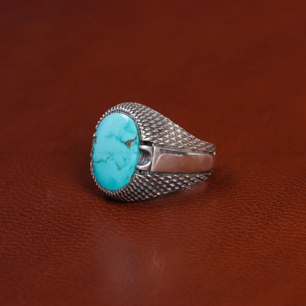 انگشتر فیروزه شجری مردانه کد 15899