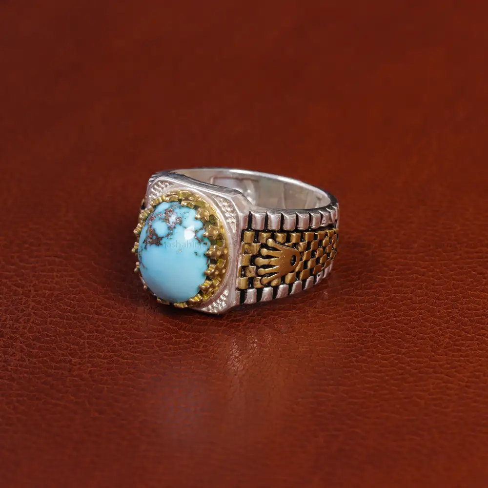 انگشتر فیروزه شجری مردانه کد 15930