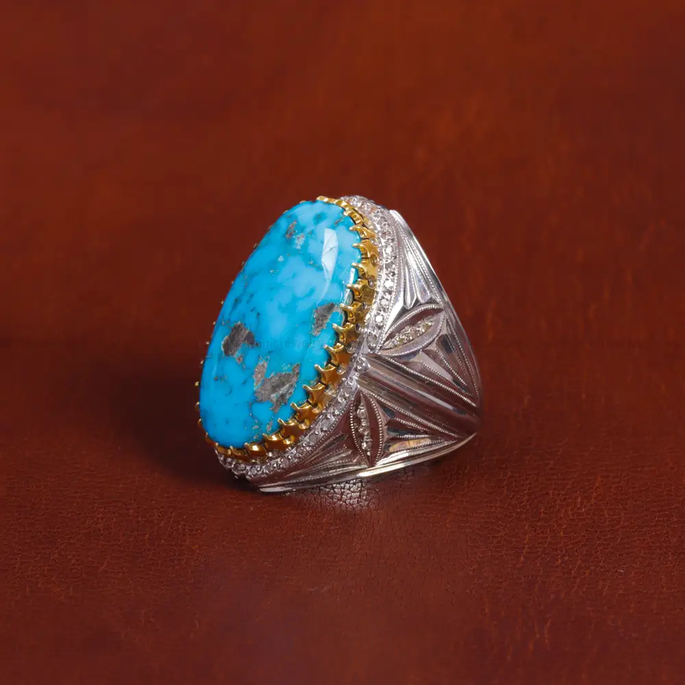 انگشتر فیروزه شجری مردانه کد 16076