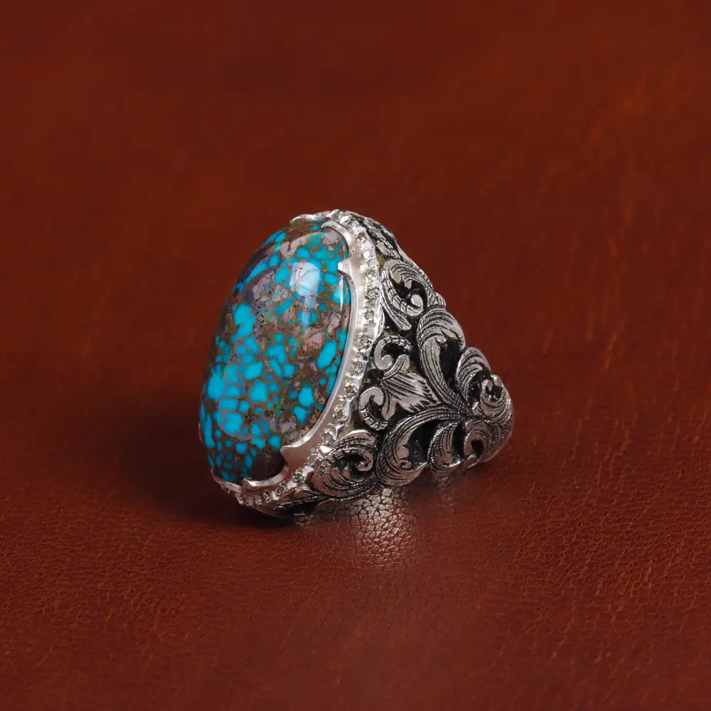 انگشتر فیروزه شجری مردانه کد 16086