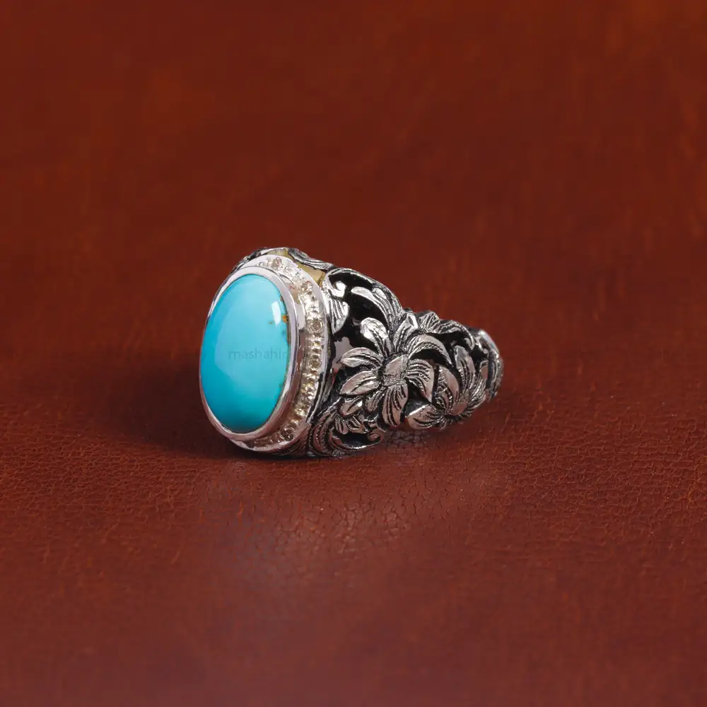 انگشتر فیروزه عجمی مردانه کد 16094