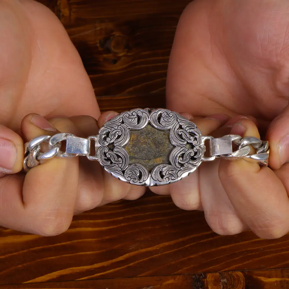 دستبند فیروزه مردانه کد 16136