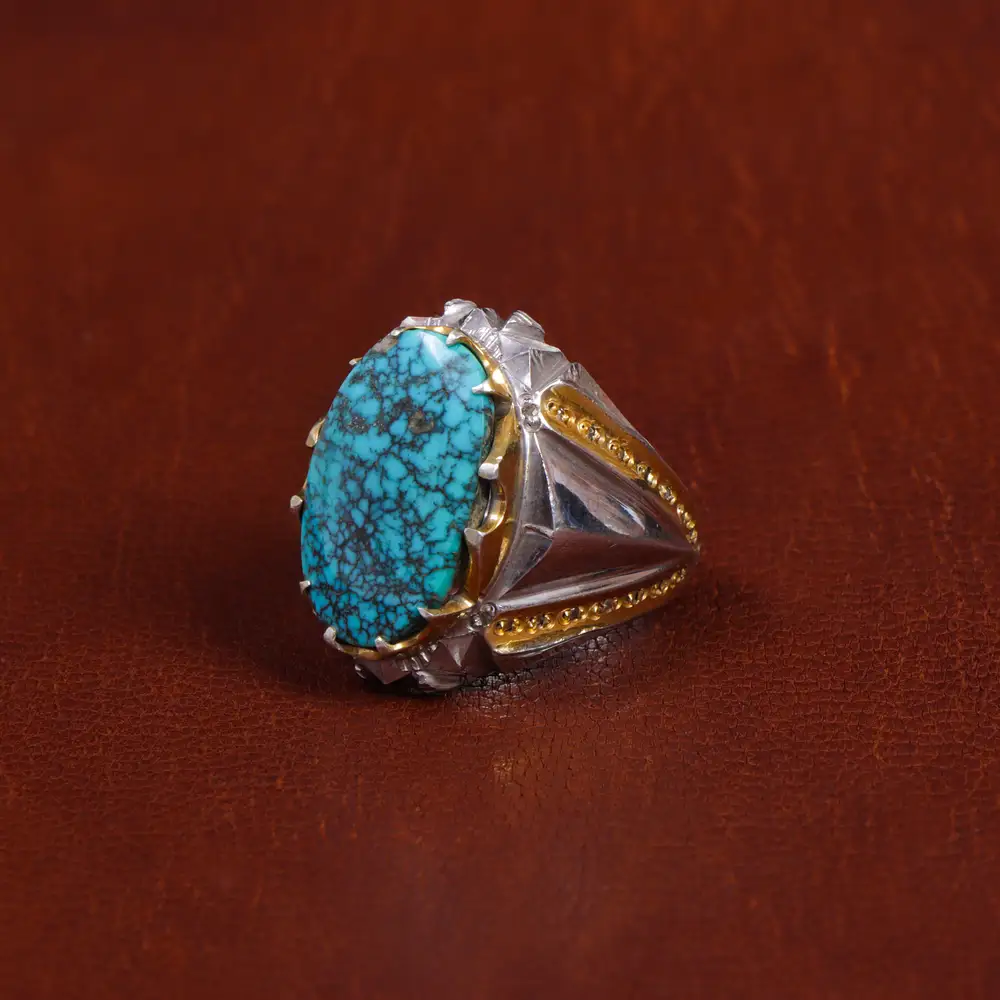 انگشتر فیروزه شجری مردانه کد 16220