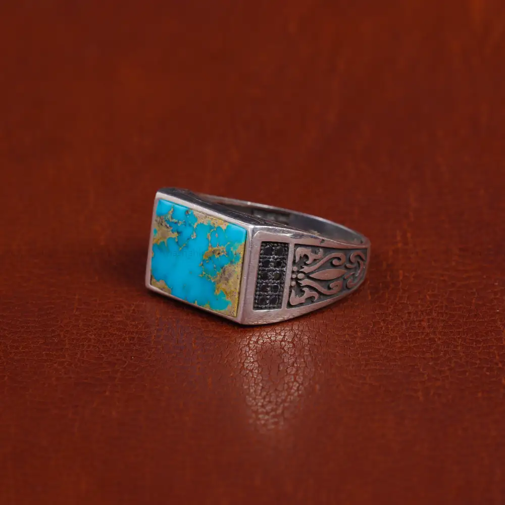 انگشتر فیروزه شجری مردانه کد 16328