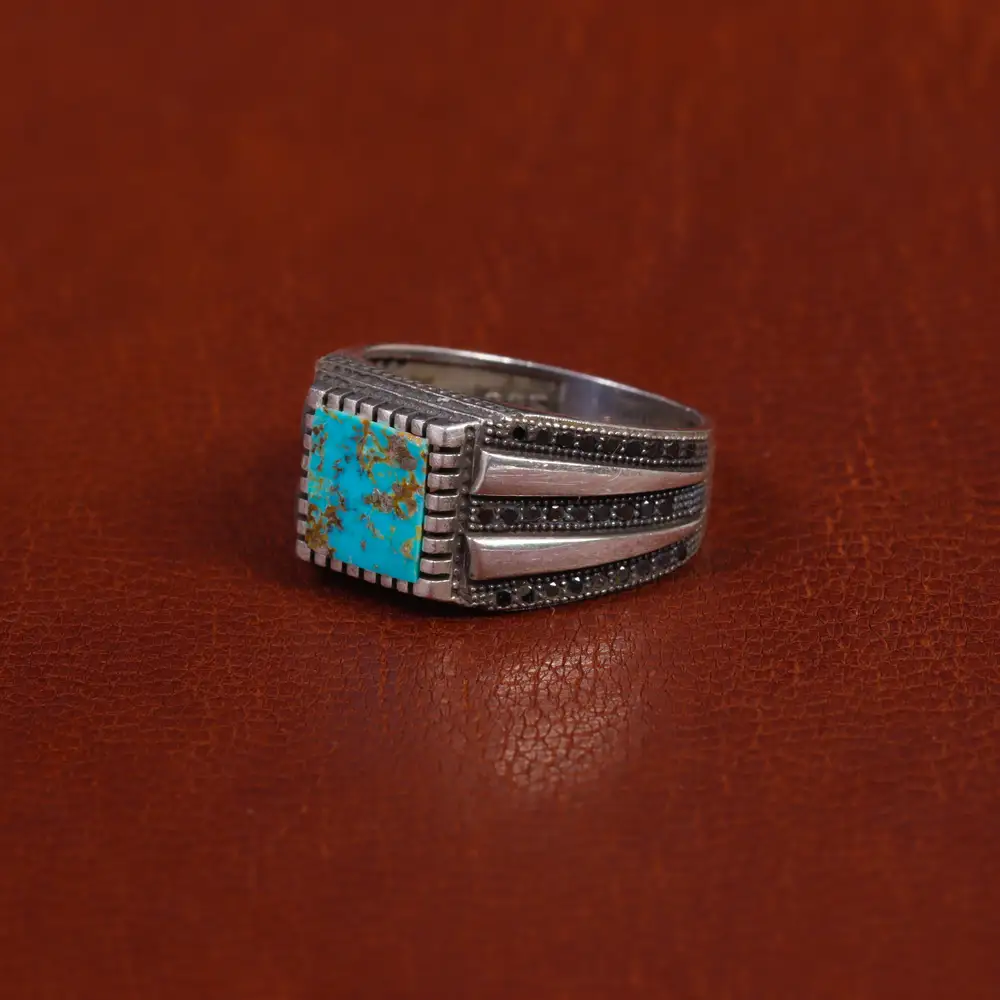 انگشتر فیروزه شجری مردانه کد 16336