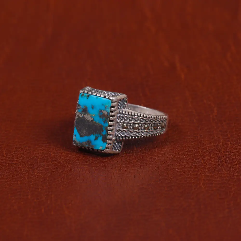انگشتر فیروزه شجری مردانه کد 16339