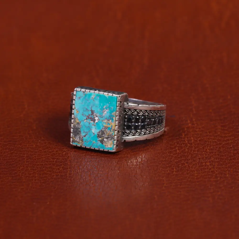 انگشتر فیروزه شجری مردانه کد 16365