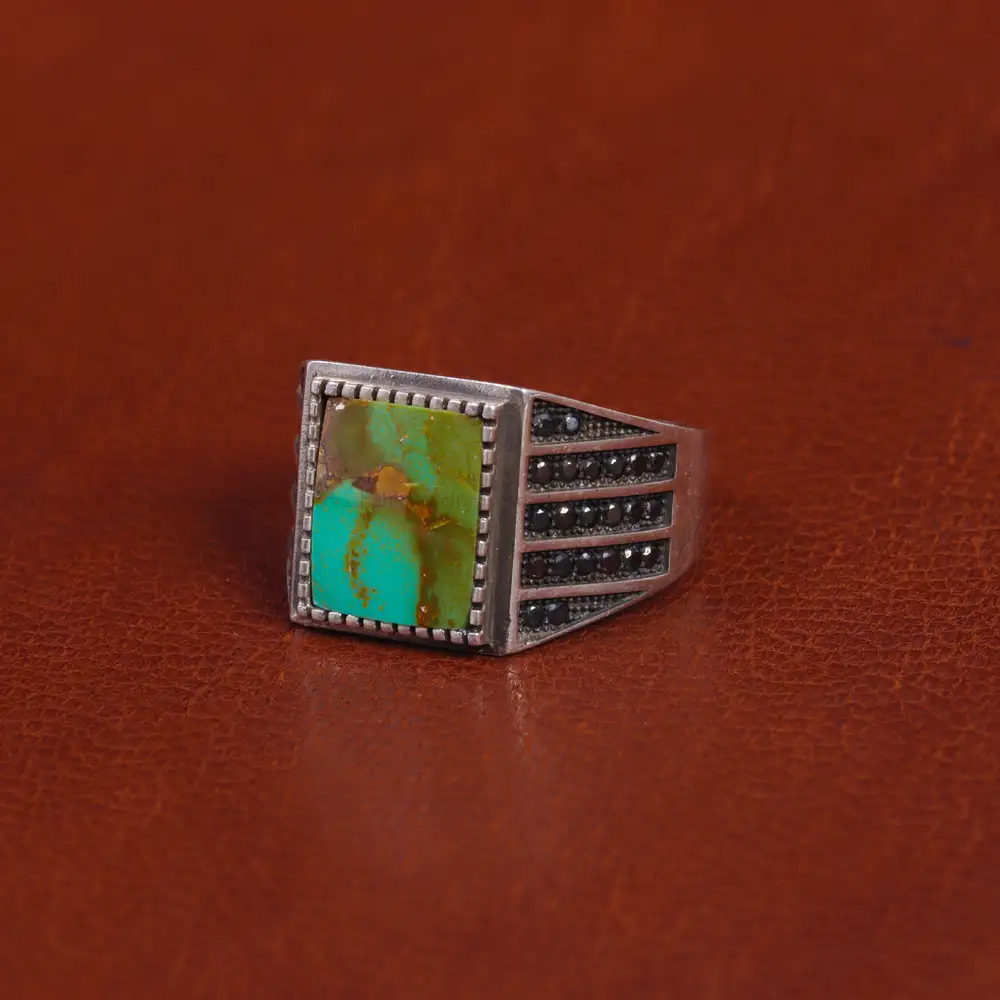 انگشتر فیروزه شجری مردانه کد 16389