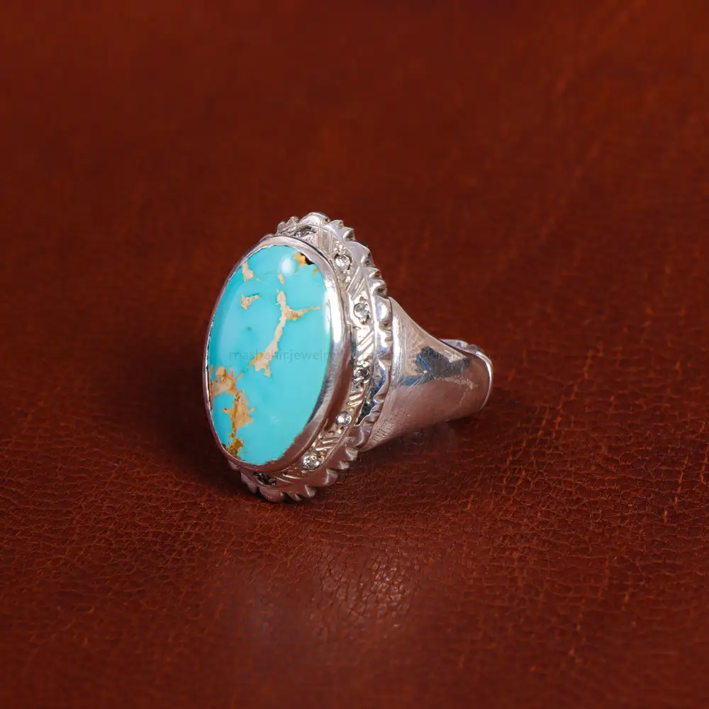 انگشتر فیروزه شجری مردانه کد 16434