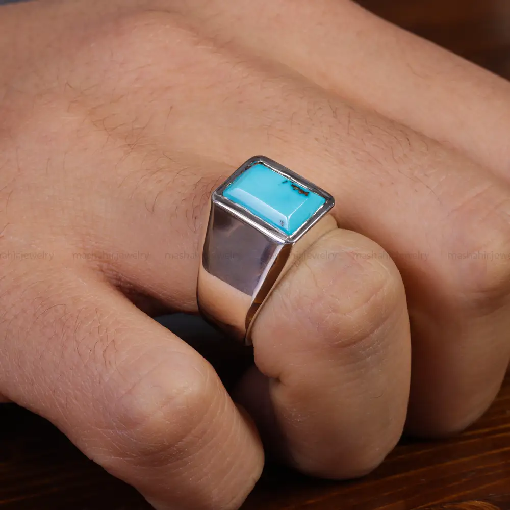 انگشتر فیروزه شجری مردانه کد 15835