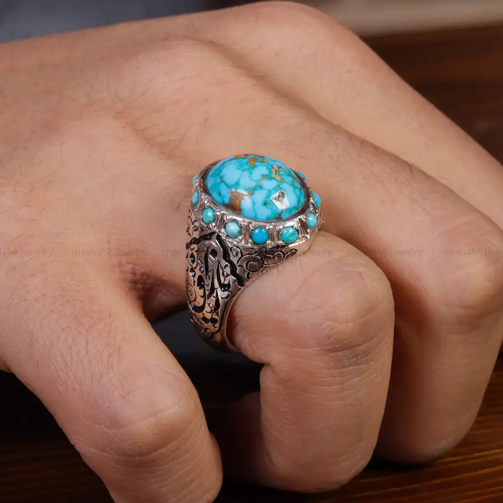 انگشتر فیروزه شجری مردانه کد 15837