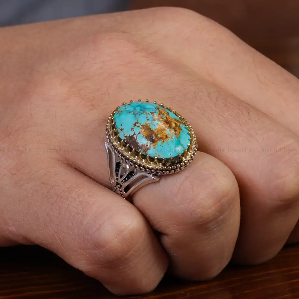 انگشتر فیروزه شجری مردانه کد 15848