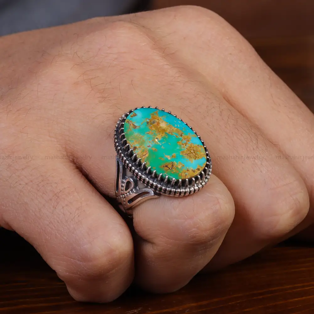 انگشتر فیروزه شجری مردانه کد 15859