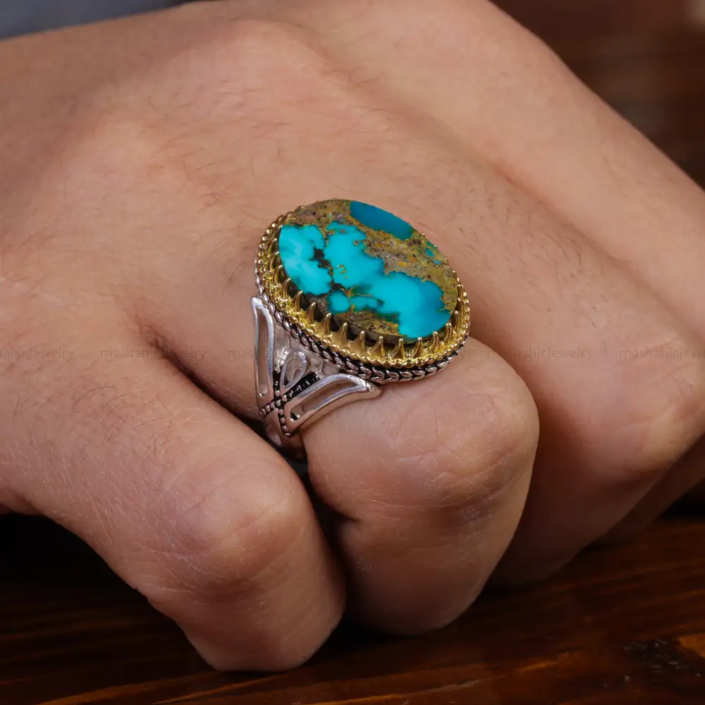 انگشتر فیروزه شجری مردانه کد 15861
