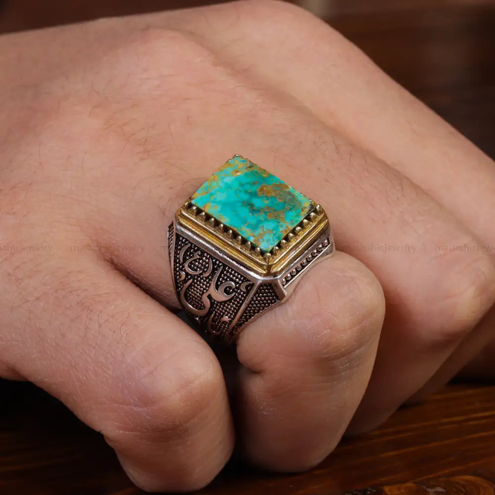 انگشتر فیروزه شجری مردانه کد 15870