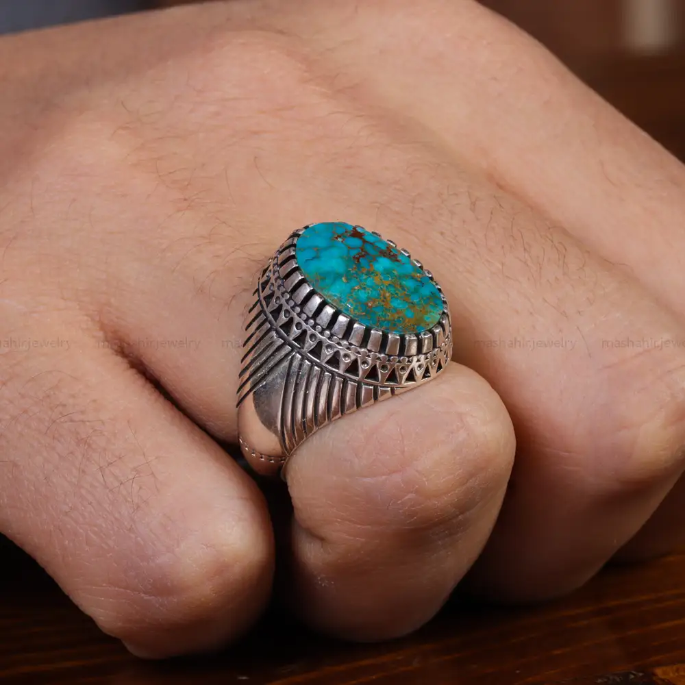 انگشتر فیروزه شجری مردانه کد 15878
