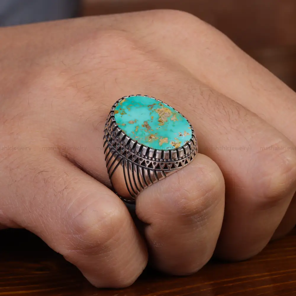 انگشتر فیروزه شجری مردانه کد 15881