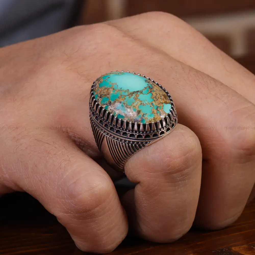 انگشتر فیروزه شجری مردانه کد 15895