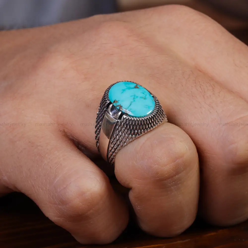 انگشتر فیروزه شجری مردانه کد 15899
