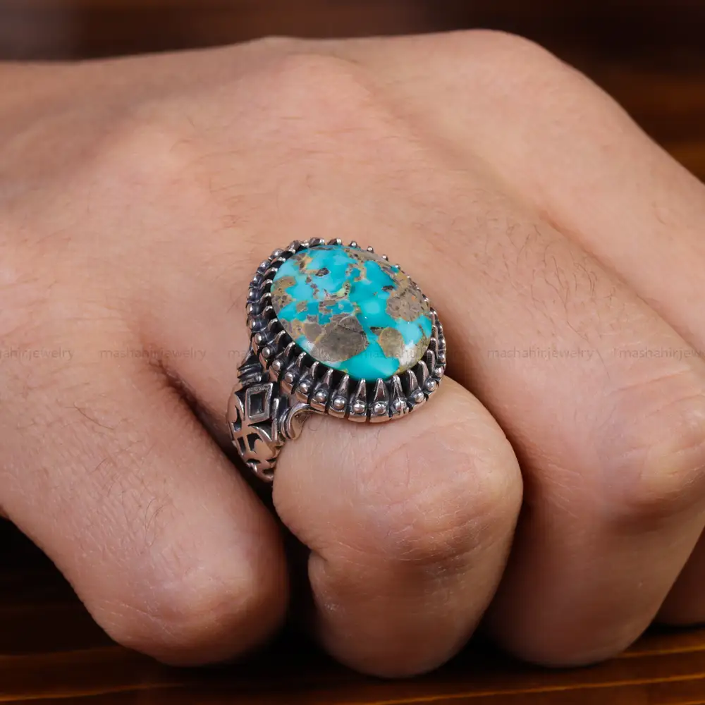 انگشتر فیروزه شجری مردانه کد 15905