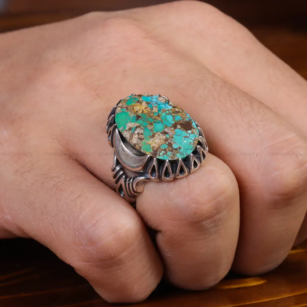 انگشتر فیروزه شجری مردانه کد 15915